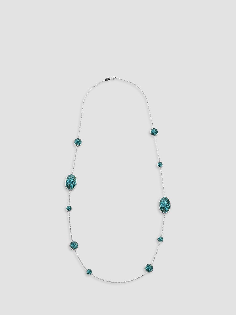 Women's Rock Candy Sterling Silver, Bronze & Turquoise Long Necklace - Silver