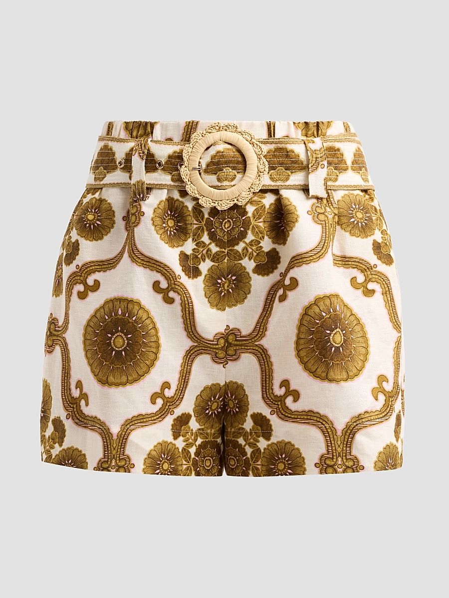 Women's Bosco Printed High-Rise Shorts - Mod Floral Olive - Size XXL
