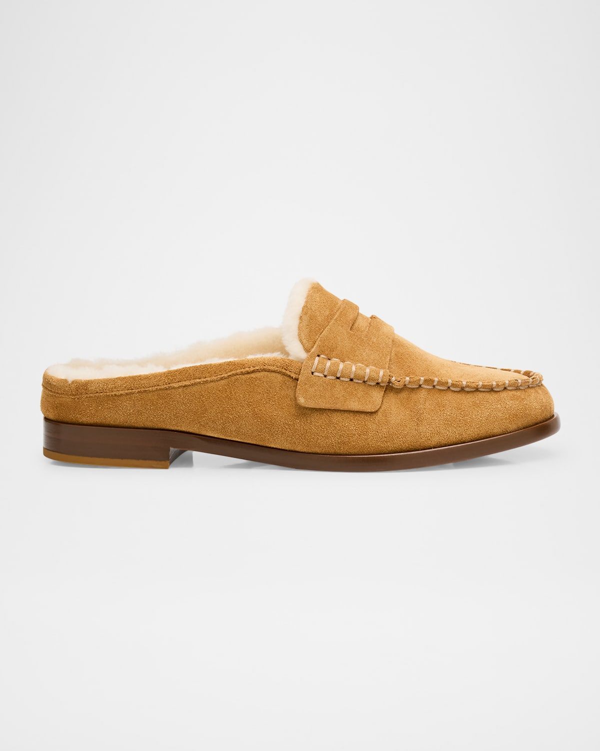 Carter Shearling-Lined Suede Loafer Mules