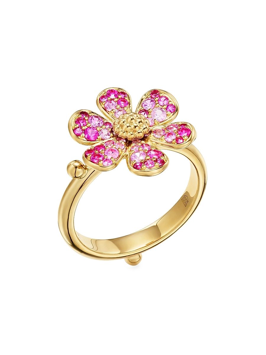 Women's Florence86 18K Yellow Gold & Multi-Gemstone Flower Ring - Yellow Gold - Size 7