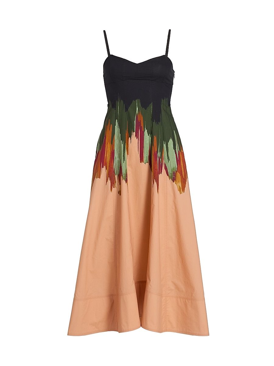 Women's Nova Splatter-Paint A-Line Midi-Dress - Agate - Size 12