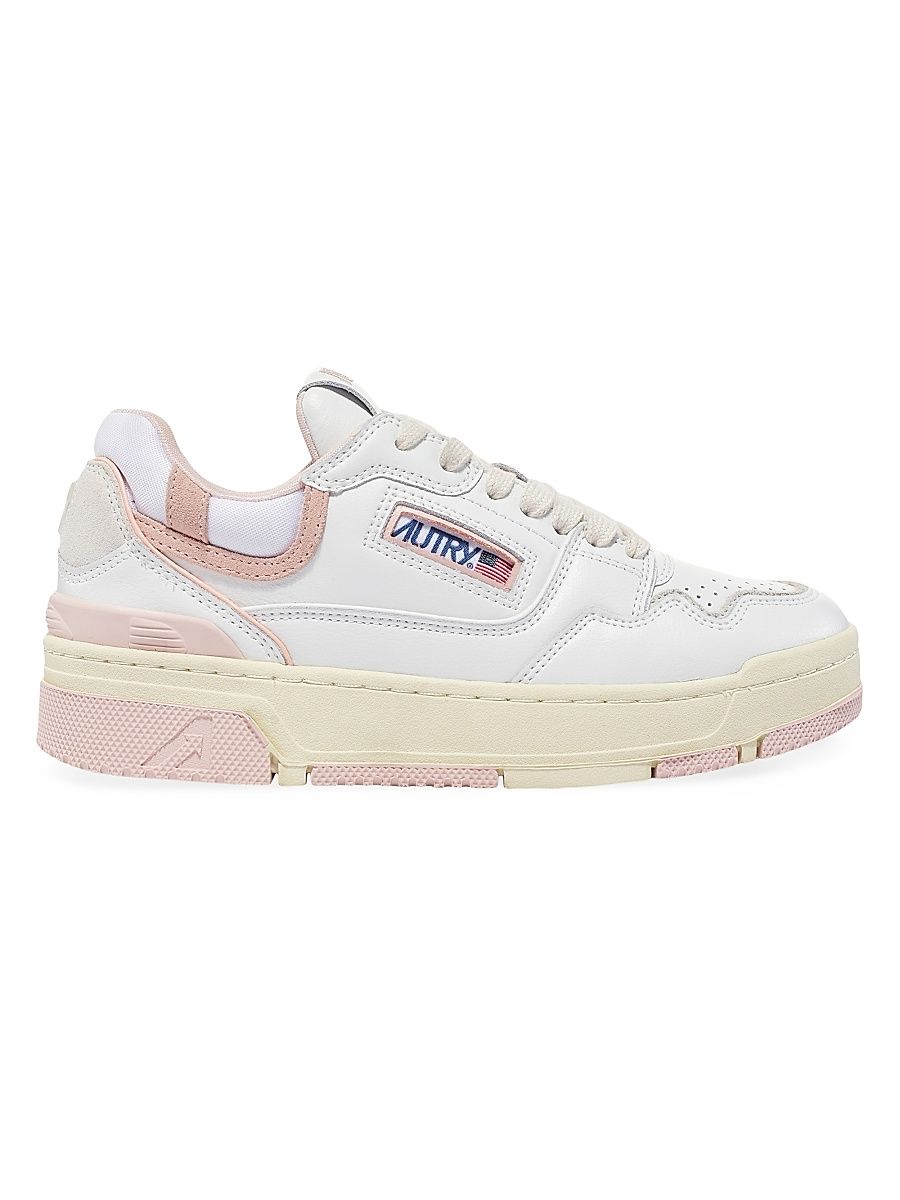 Women's Medalist Leather Low-Top Sneakers - White Powder Pink - Size 6