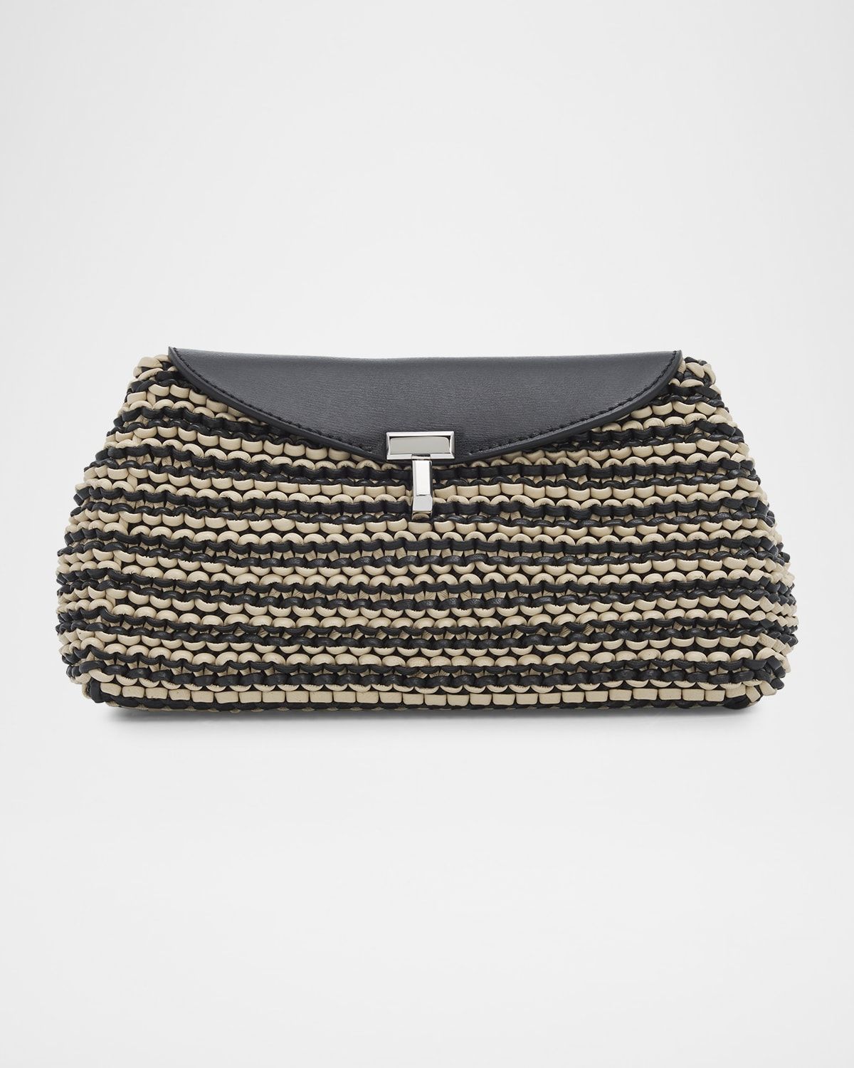 Mini T-Lock Woven Leather Clutch Bag