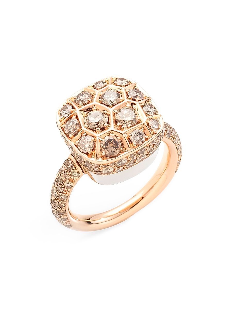 Women's Nudo Assoluto 18K Rose Gold, 18K White Gold & Brown Diamond Ring - Rose Gold - Size 6.75
