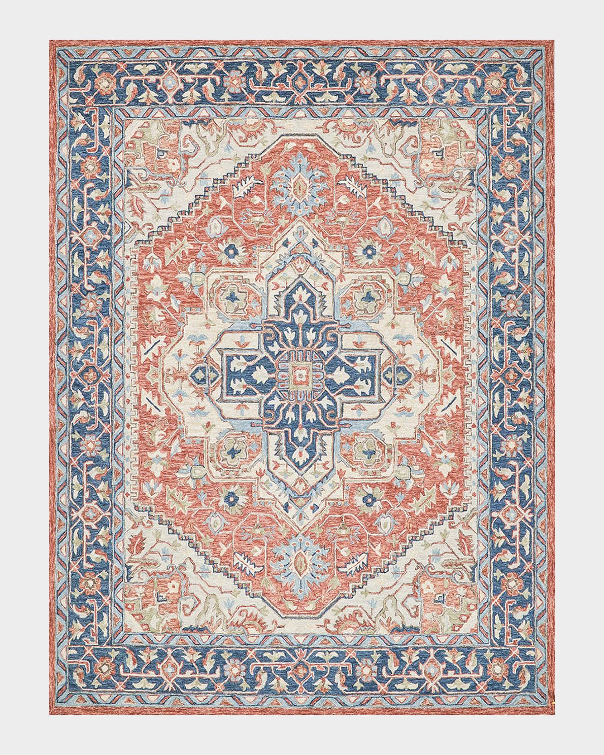 Richmond Serapi Hand-Tufted Red/Blue Rug, 10 & apos; x 14 & apos;