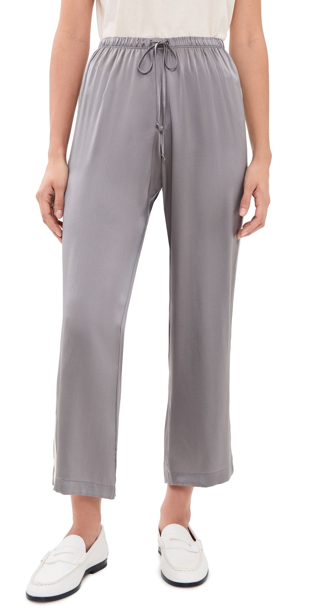 DONNI. The Silk Stripe Crop Pants Pewter XXS