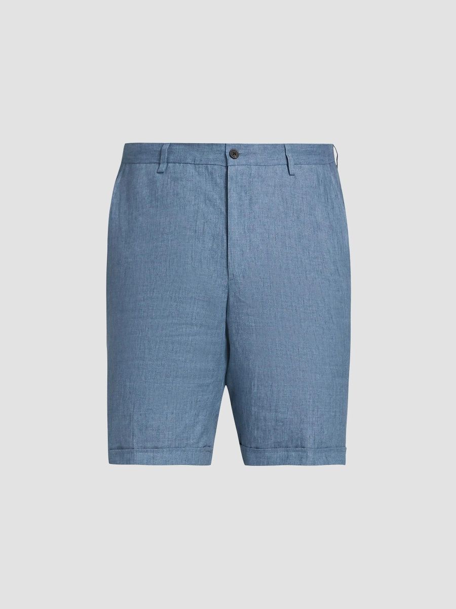 Saks Fifth Avenue Men's Linen Straight-Cut Chino Shorts - Denim - Size 40