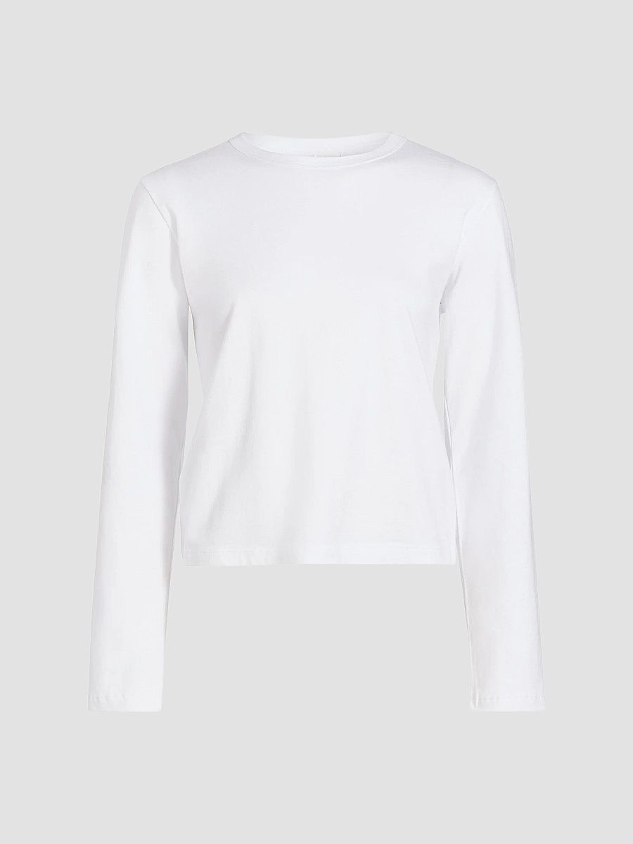 Leset Women's Margo Cotton Long-Sleeve T-Shirt - White - Size XL