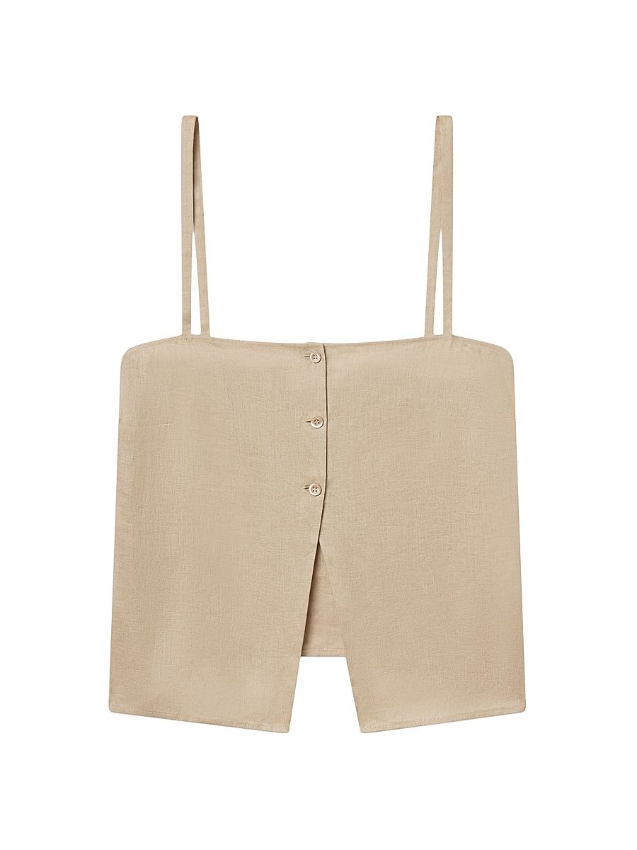 Women's The Linen Button-Front Cami - Flax - Size Large