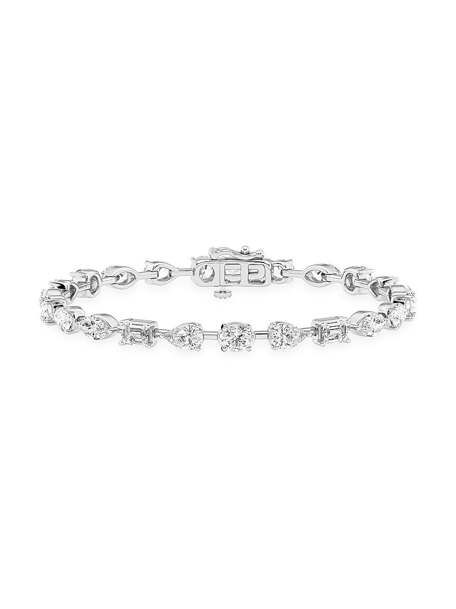 Women's 14K White Gold & 8.75 TCW Mixed-Cut Lab-Grown Diamond Bracelet - White Gold - Size 7