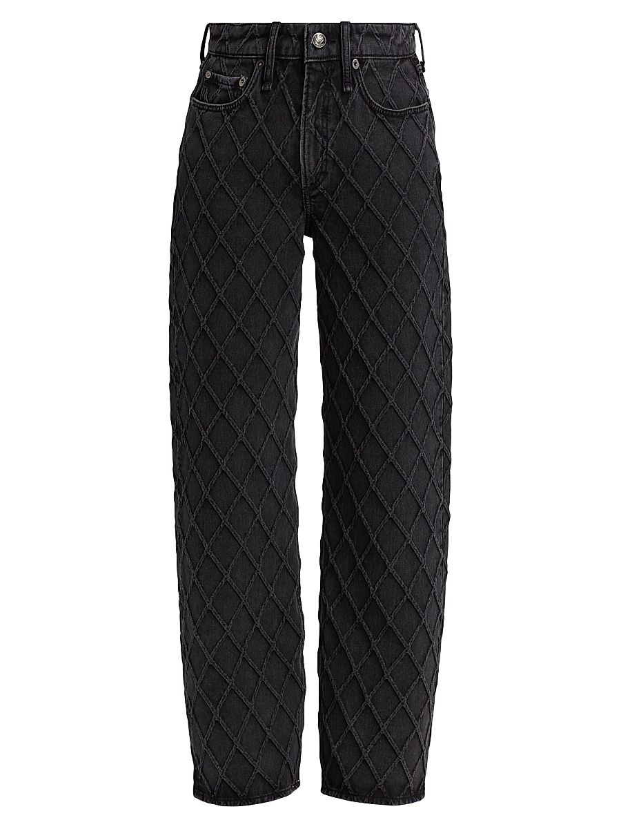 Women's Logan Lattice Mid-Rise Wide Leg Jeans - Quilted Washed Black - Size 32