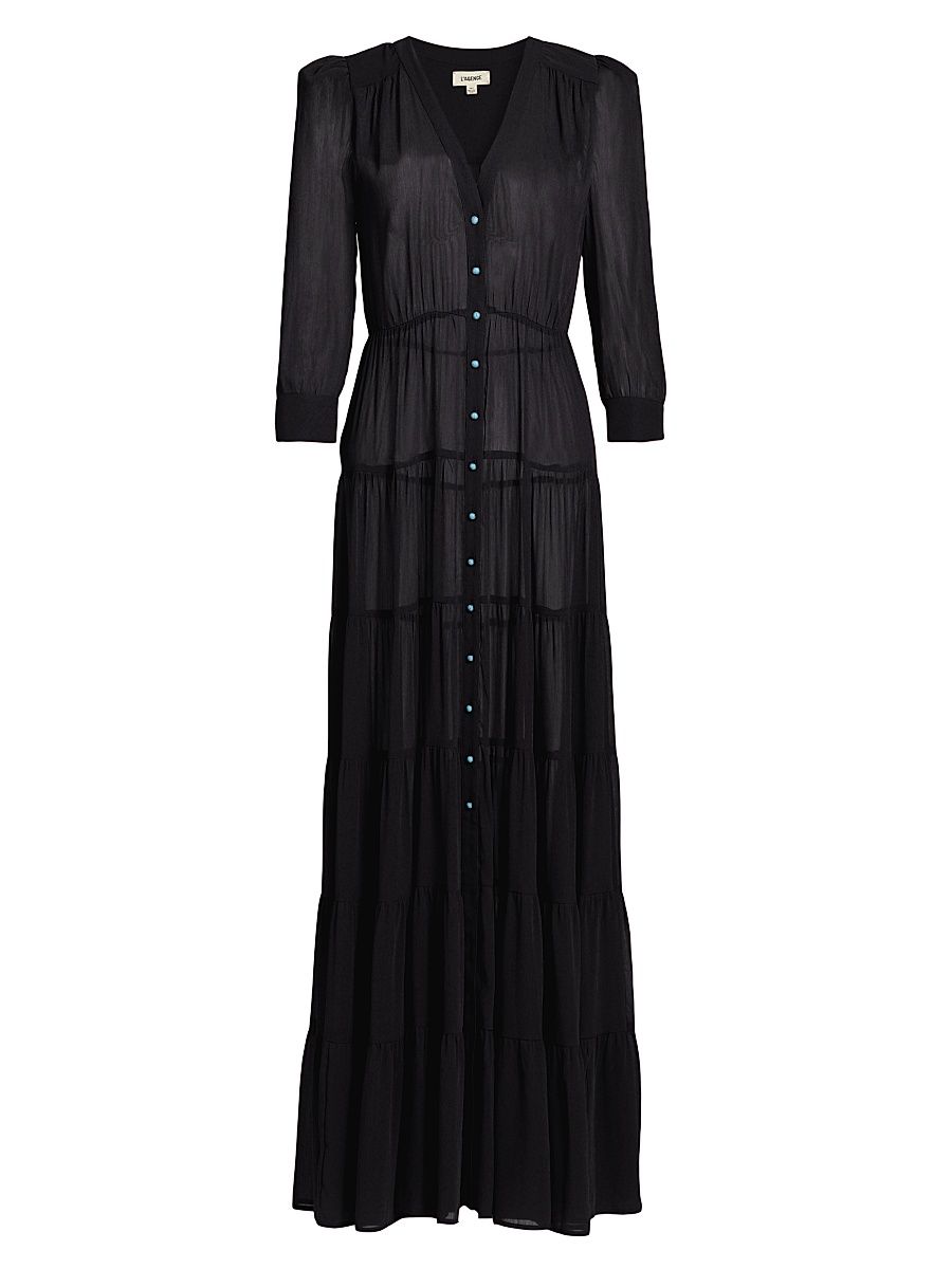 Women's Seraphina Tiered Maxi Dress - Black - Size Medium