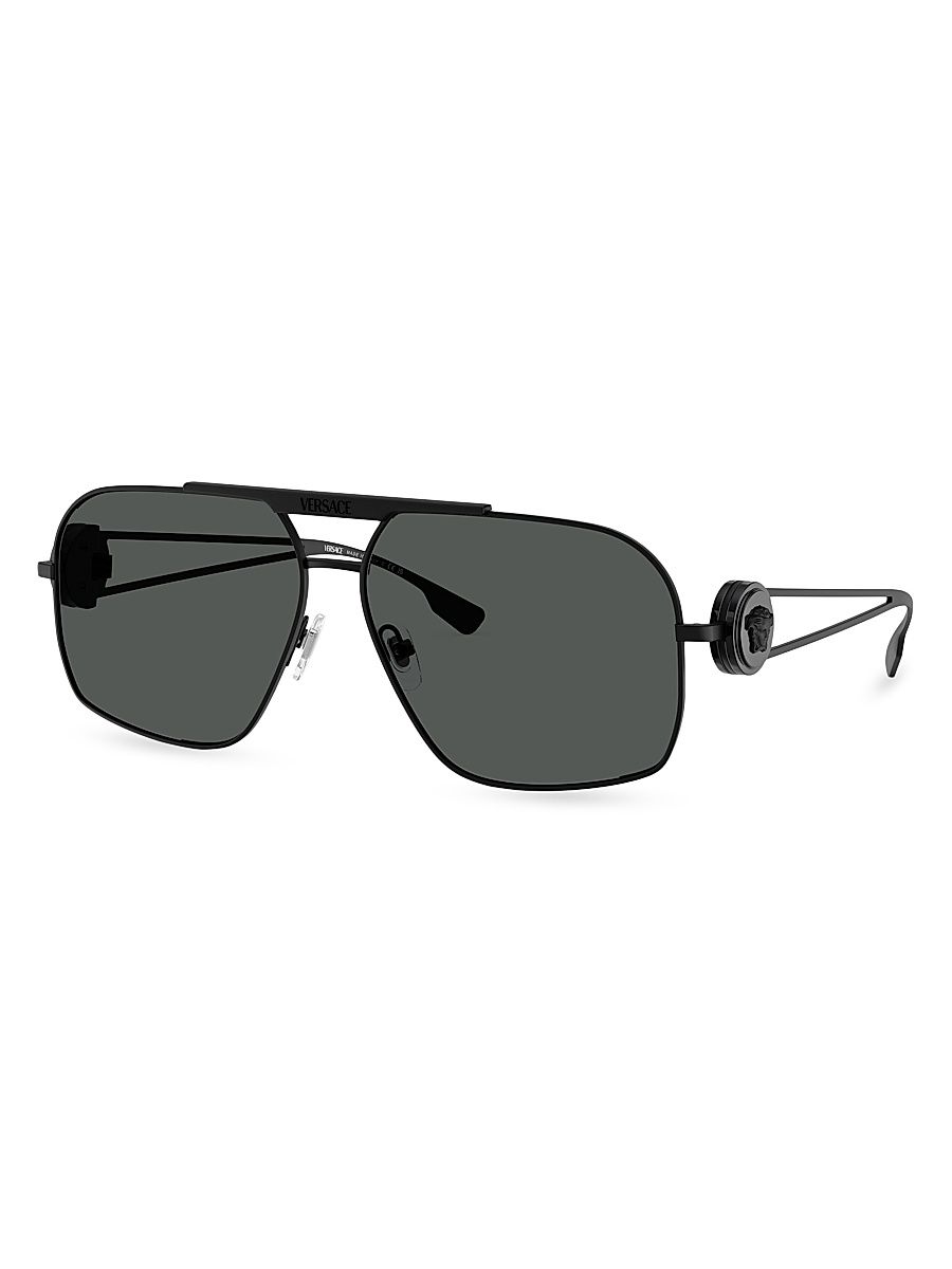 Men's 62MM Pilot Sunglasses - Matte Black Dark Grey