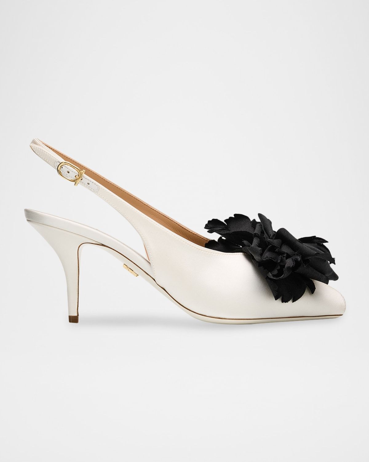 70mm Gema Satin Flower Slingback Pumps