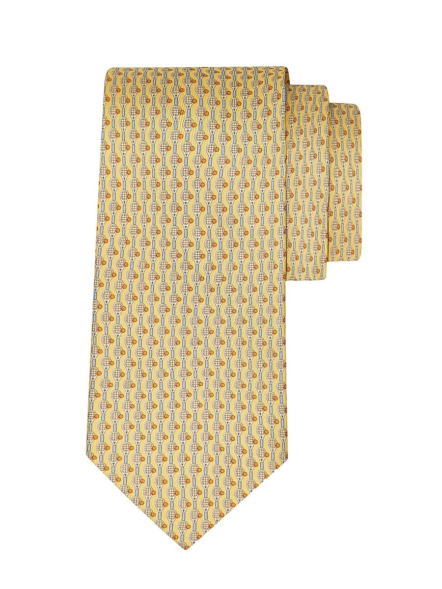 Men's Battuta Tennis Silk Tie - Beige