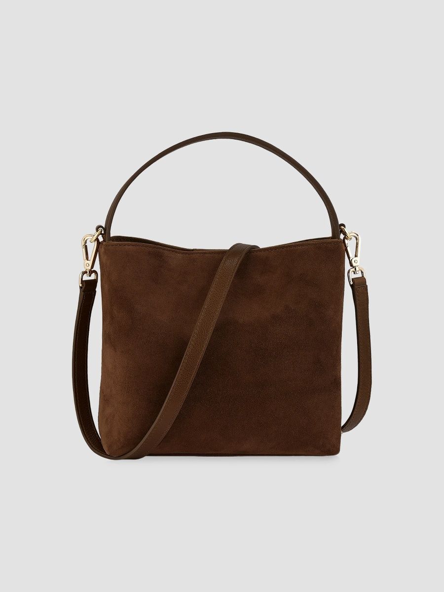 GiGi New York Women's Tate Suede Bucket Bag - Brown