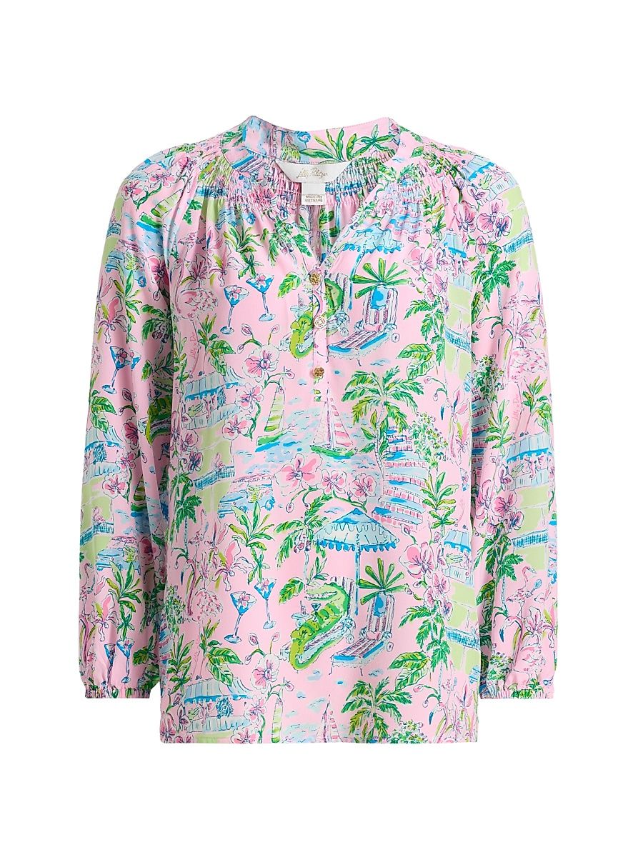 Women's Elsa Silk Top - Conch Shell Pink Sunny Dee - Size XS