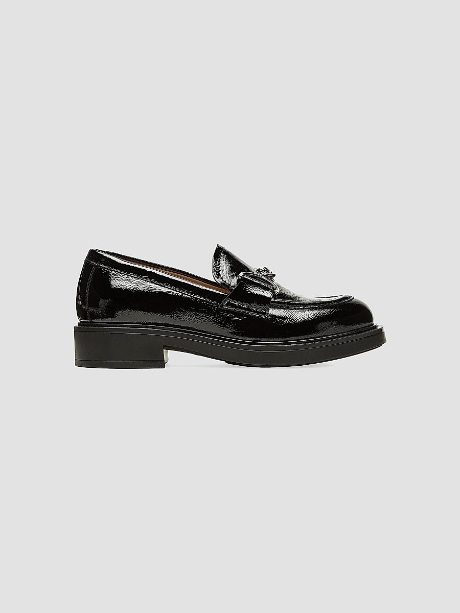 Women's Celine 35MM Horse-bit Patent Leather Loafers - Black Patent - Size 9.5
