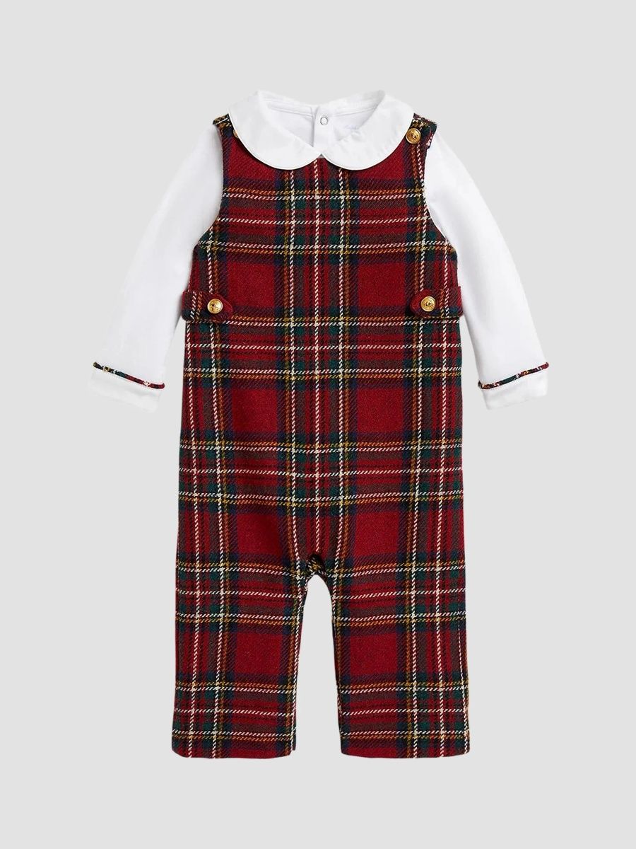 Polo Ralph Lauren Boy's Baby Boy's Plaid Cotton Bodysuit & Wool-Blend Overalls Set - Antique Red Multi - Size 24 Months