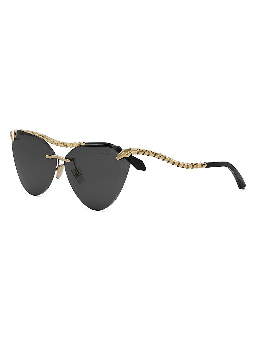 Women's Serpenti 65MM Cat-Eye Sunglasses - Gold Dark Grey