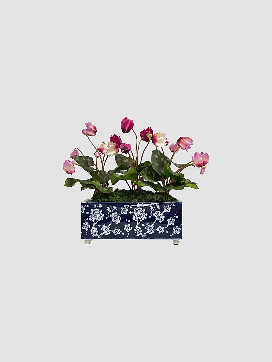 Everyday Newness Refresh Imitation Cyclamen Bouquet In Ceramic Vase - Lavender Fuschia