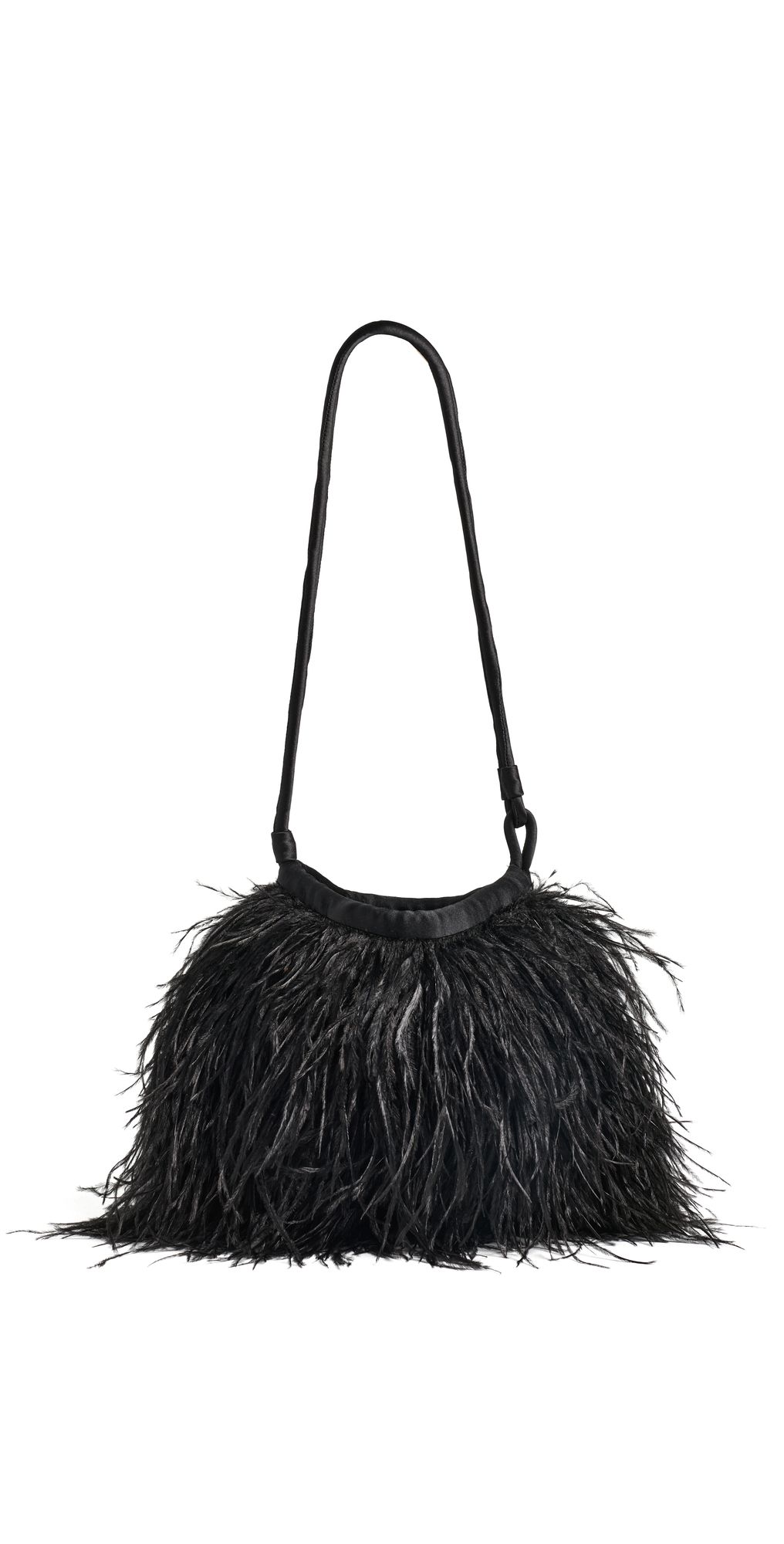 A. L.C. Janie Ostrich Feather Shoulder Bag Black One Size