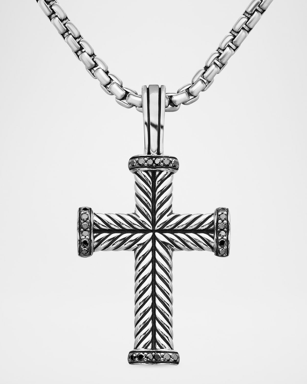 Men & apos;s Chevron Cross Pendant in Silver, 33.5mm