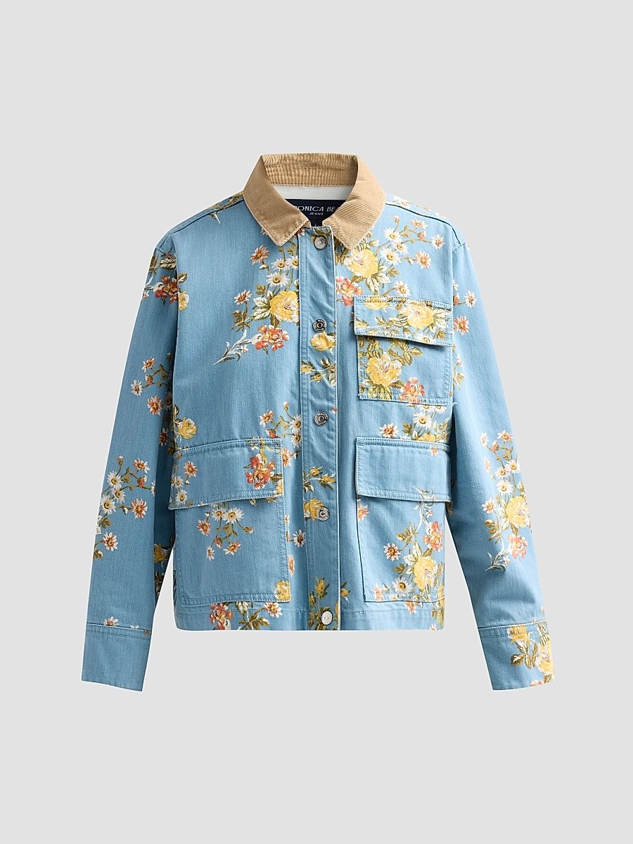 Women's Leighton Floral Denim Jacket - Garden Bouquet - Size XL