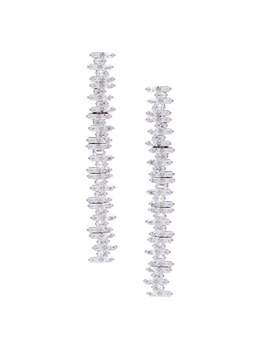 Women's Cindy Rhodium Vermeil & Crystal Drop Earrings - White Gold