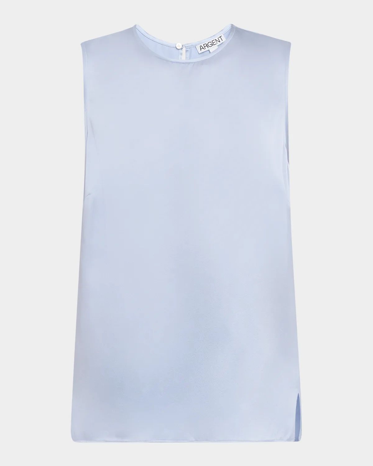 Crewneck Shiny Silk Charmeuse Tank