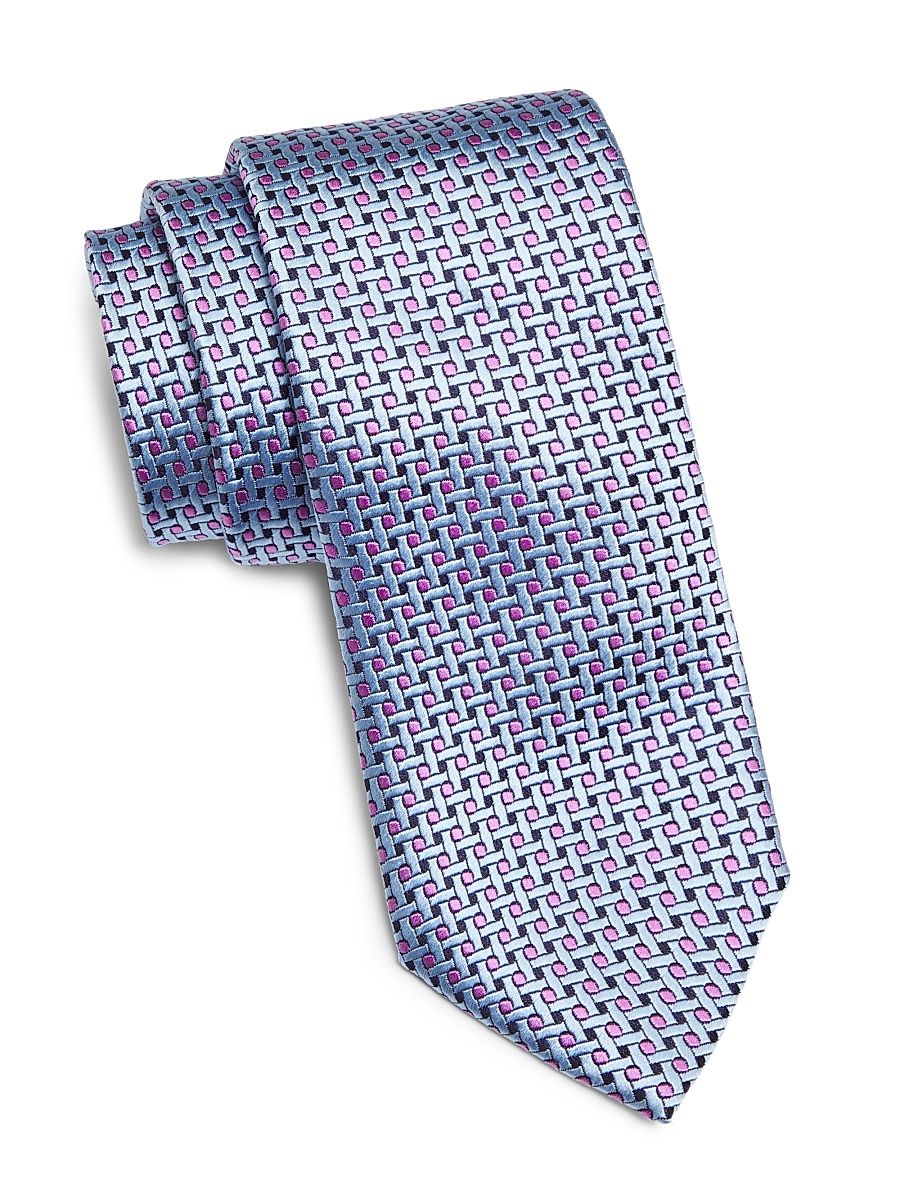 Men's Geometric Silk Tie - Light Blue Purple