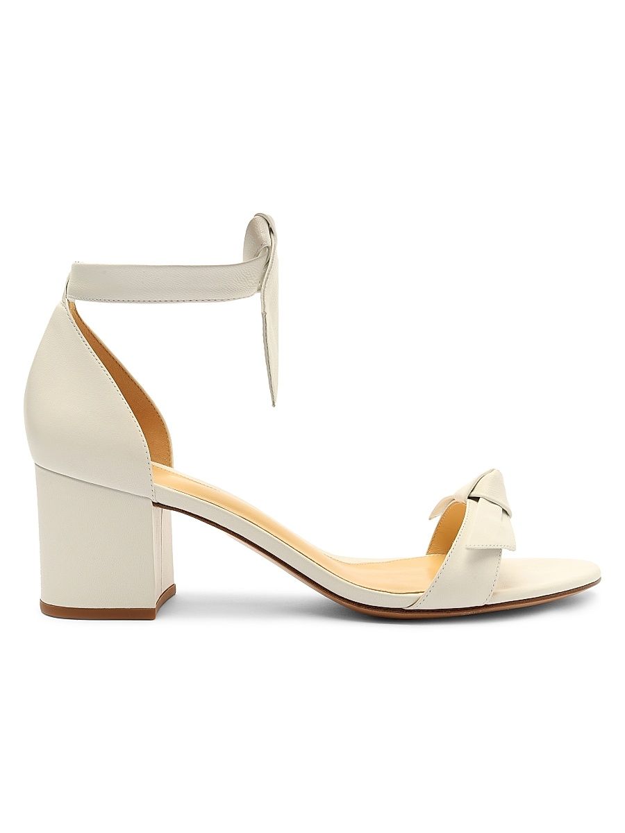 Women's Clarita Block Leather Sandals - White - Size 8.5