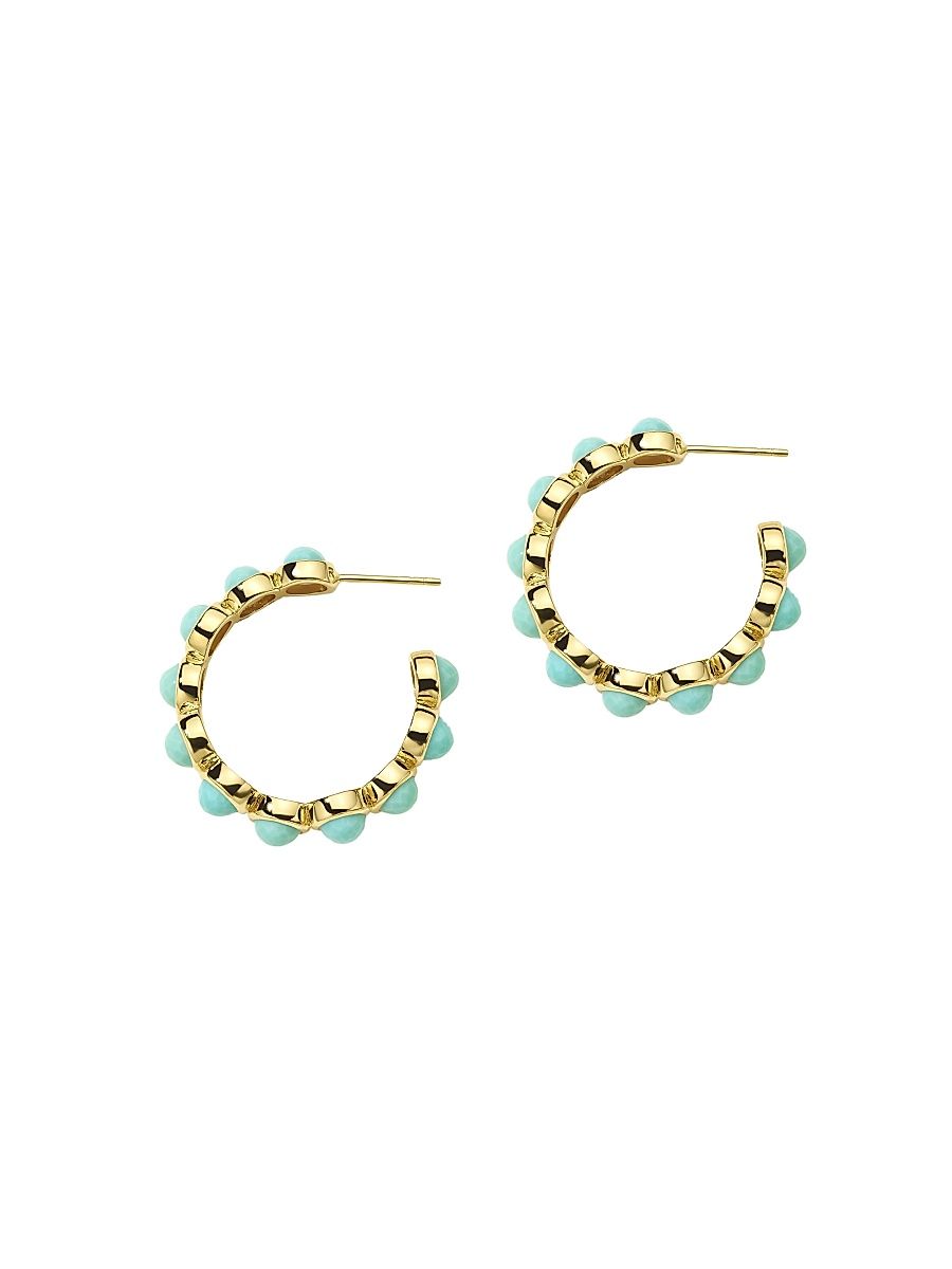 Women's Lollipop 18K Yellow Gold & Gemstone Small Hoop Earrings - Blue