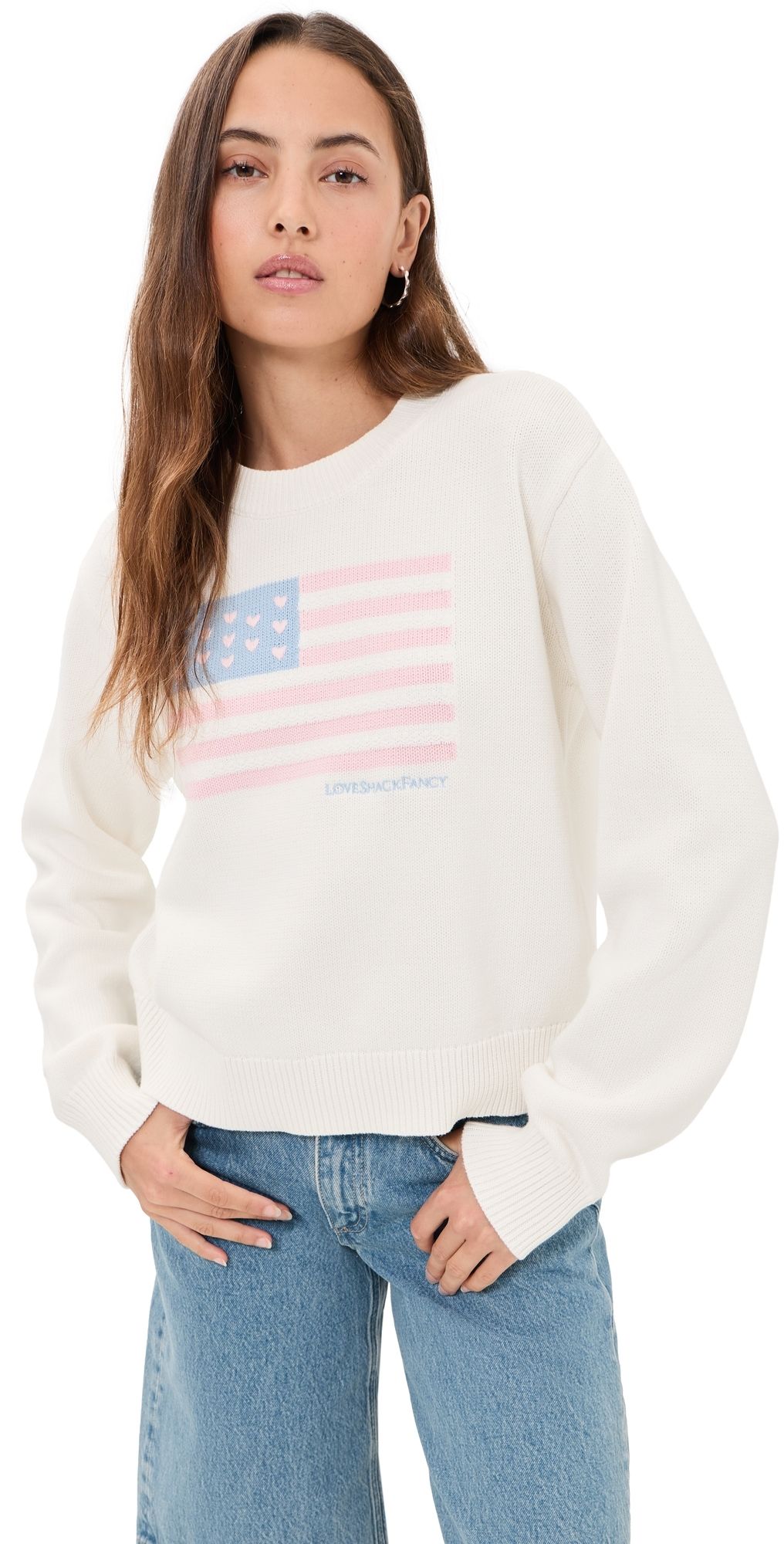 LoveShackFancy Ty Flag Pullover IVORY DREAMS XXS