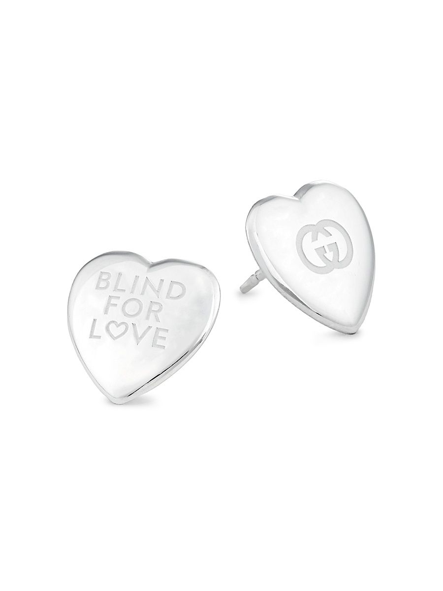 Women's Blind For Love Sterling Silver Stud Earrings - Silver