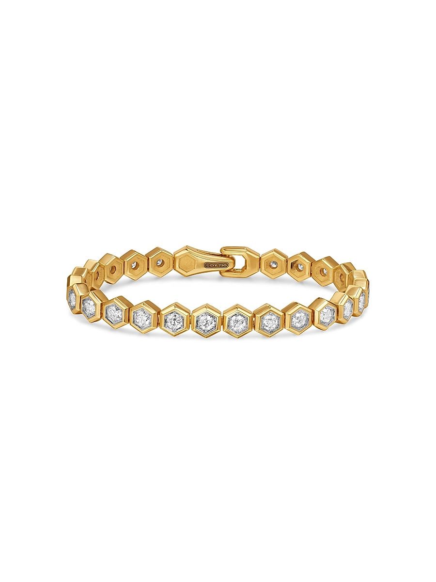 Men's Hex Pavé Tennis Bracelet in 18K Yellow Gold - Diamond - Size Medium