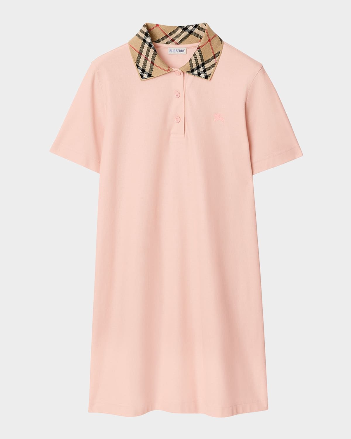 Iris Check Collar Short-Sleeve Mini Dress