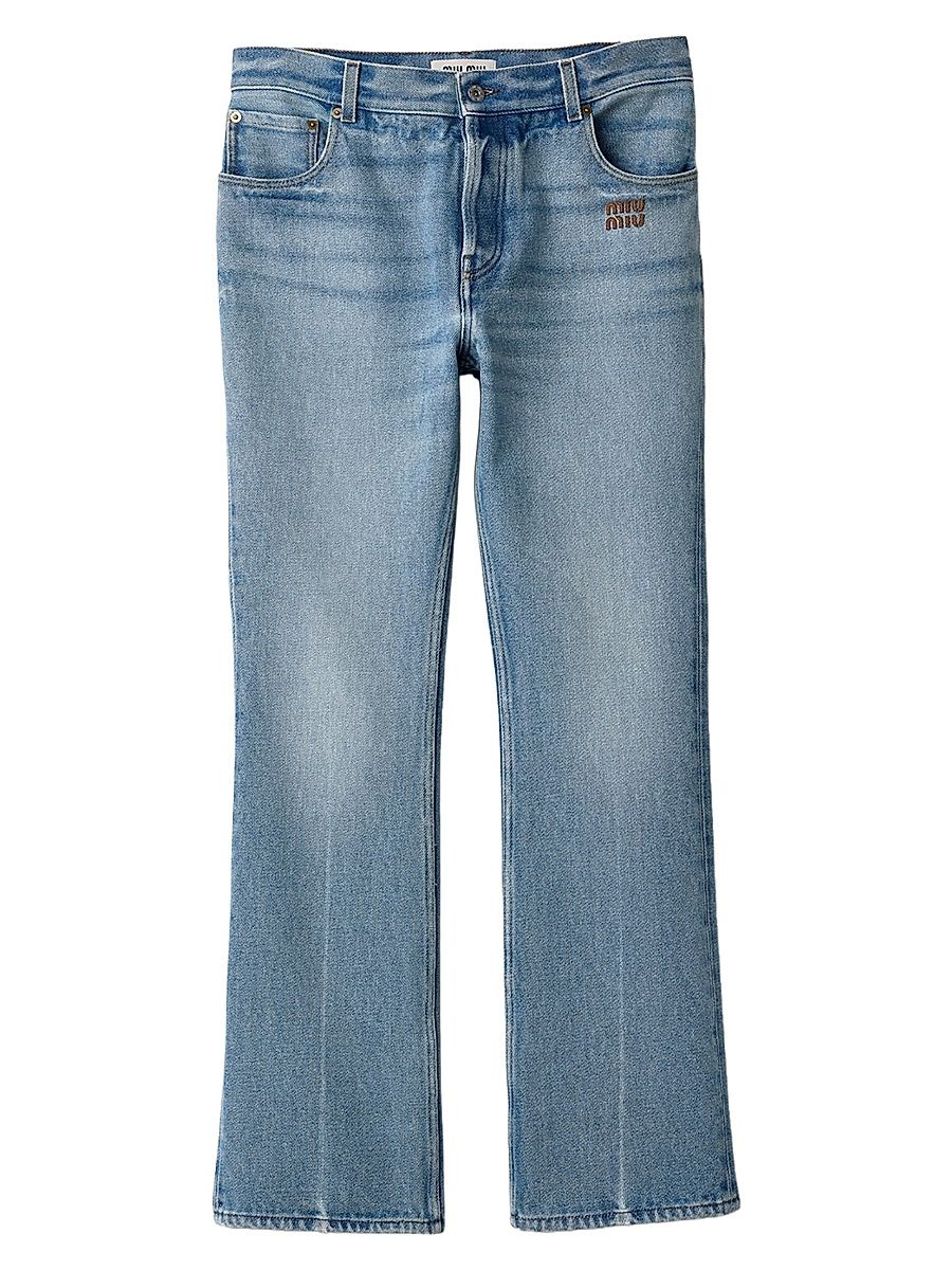 Women's Five-Pocket Washed Denim Jeans - Blue - Size 24