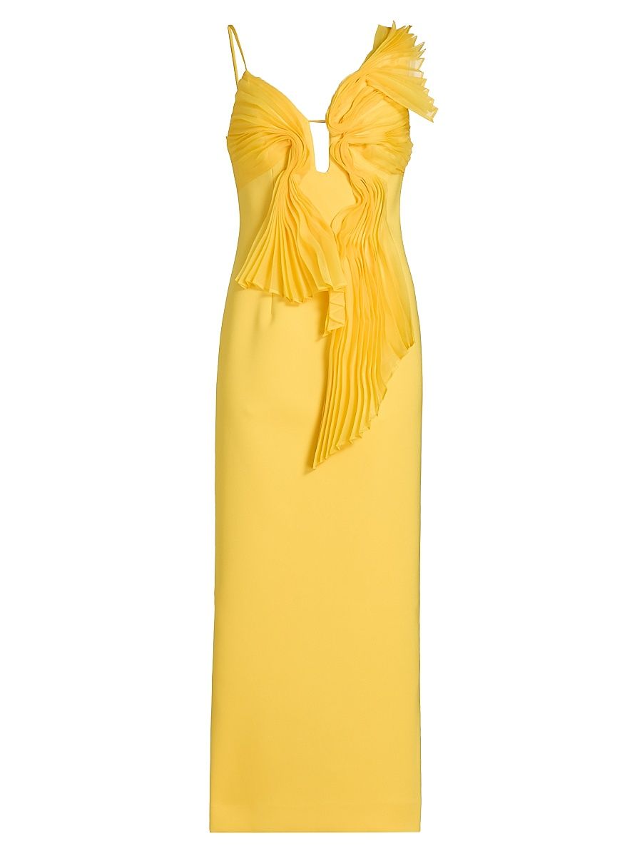 Women's Ellicombe Organza Pleat Midi-Dress - Daffodil - Size 2