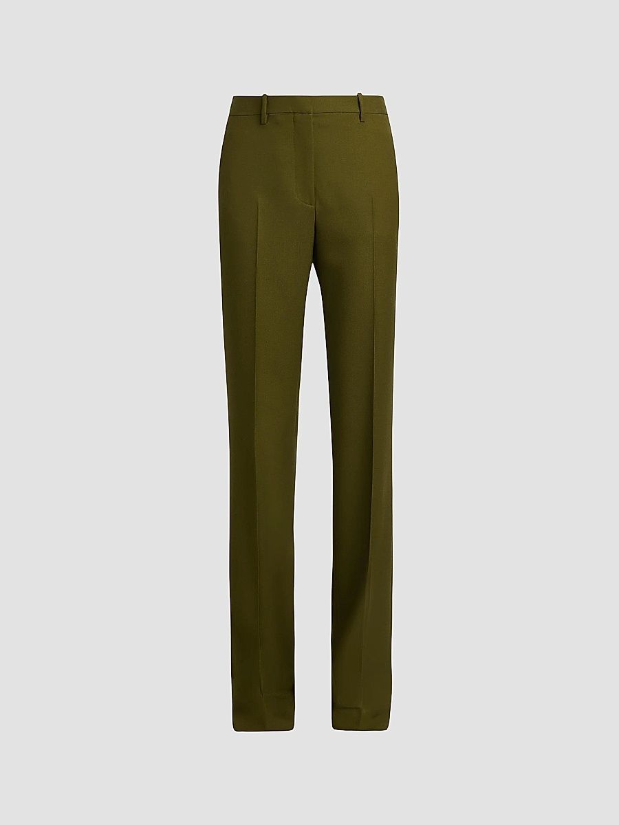 Women's Wool-Cashmere Pleated Pants - Ivy Green - Size 12