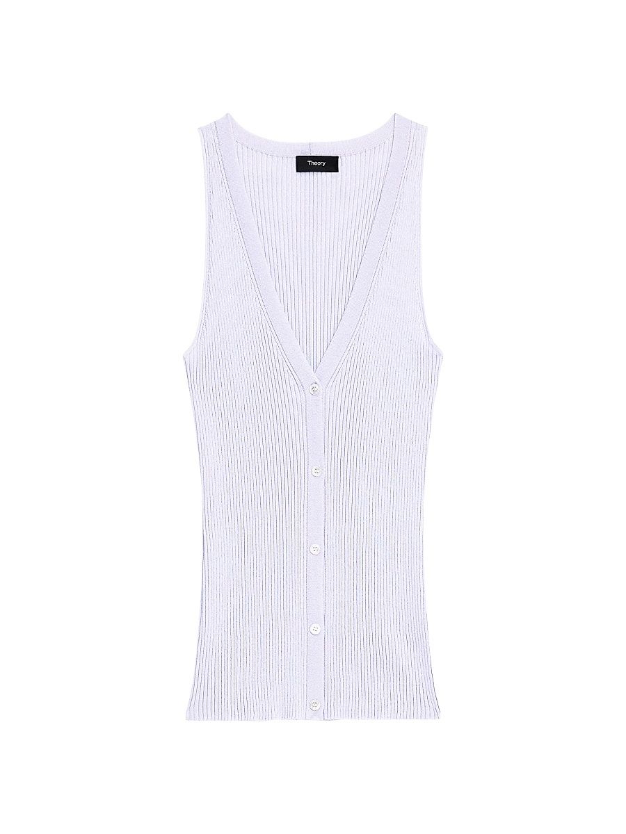 Women's Rib-Knit Vest - Soft Iris White - Size Large