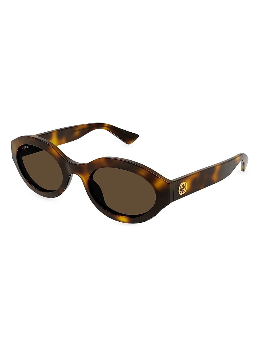 Women's Minimal GG 53MM Oval Sunglasses - Havana Brown