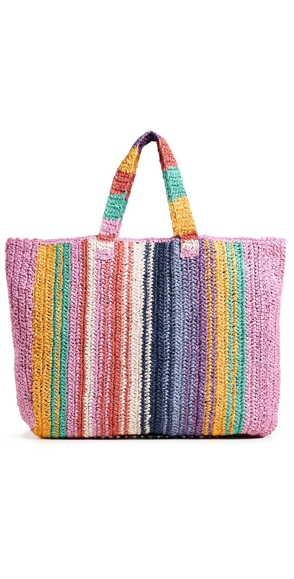 Faherty Straw Stripe Beach Tote Rainbow Stripe One Size