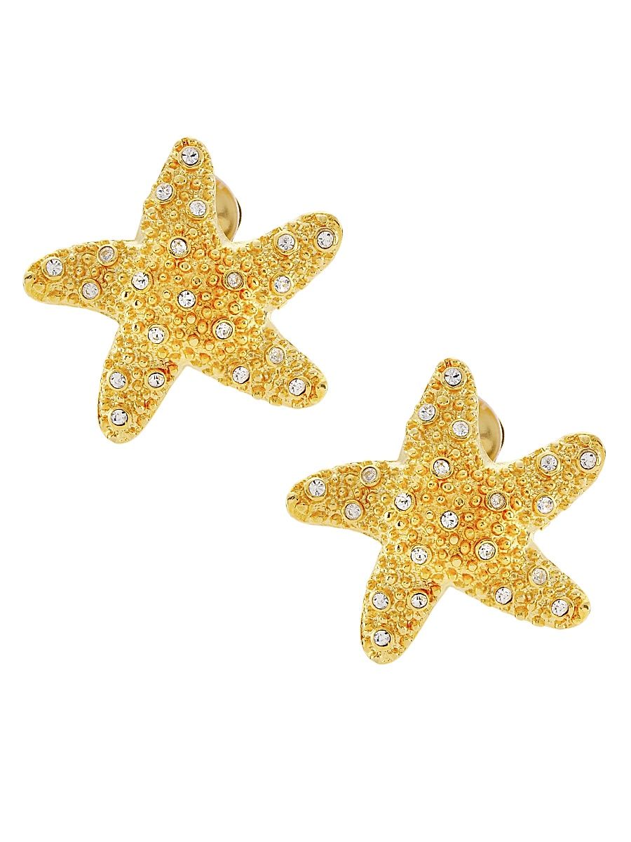 Women's Starfish 22K Gold-Plate & Faux Crystal Earrings - Gold Crystal