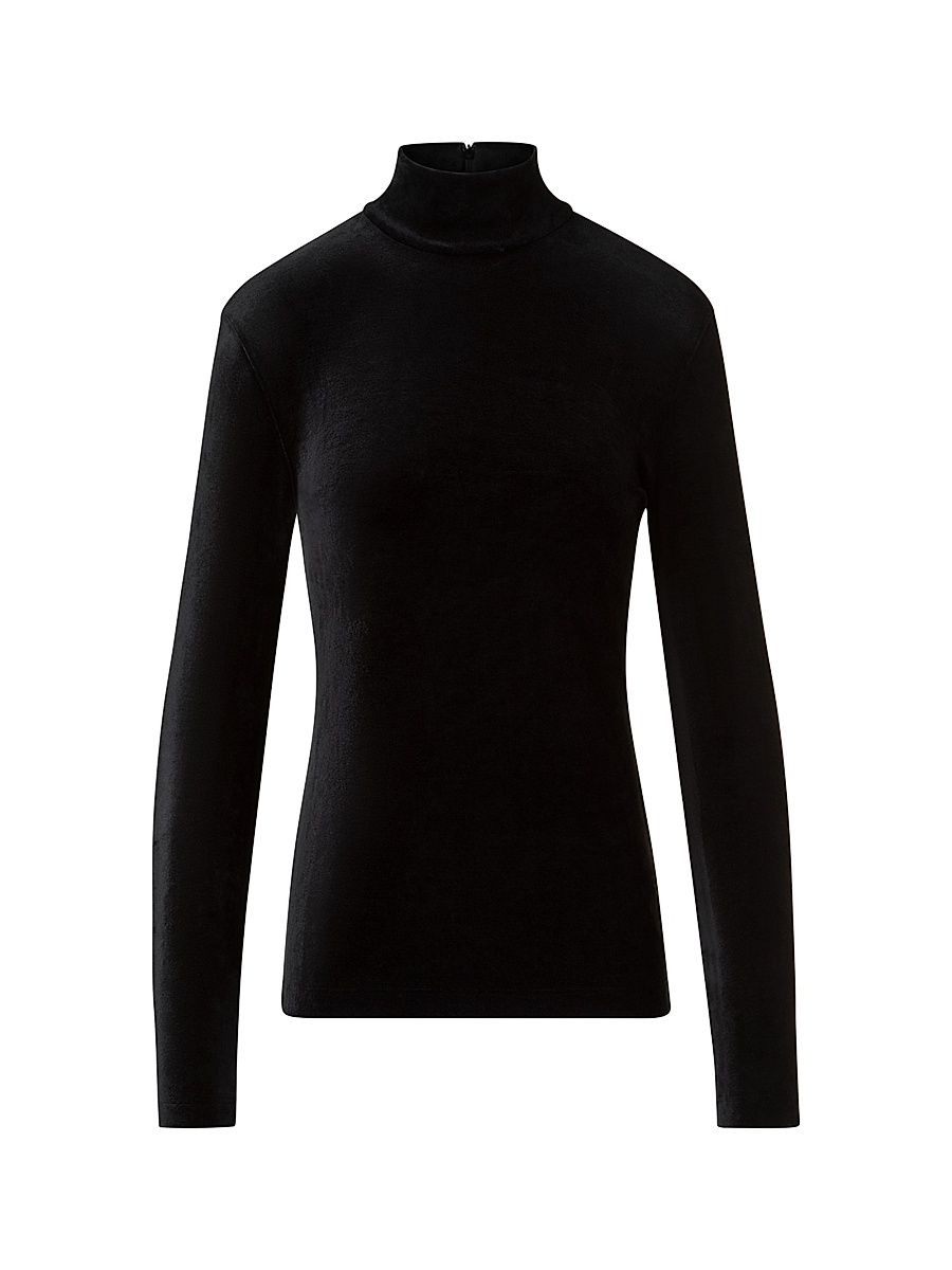 Women's Velvet Jersey Turtleneck Top - Black - Size 14