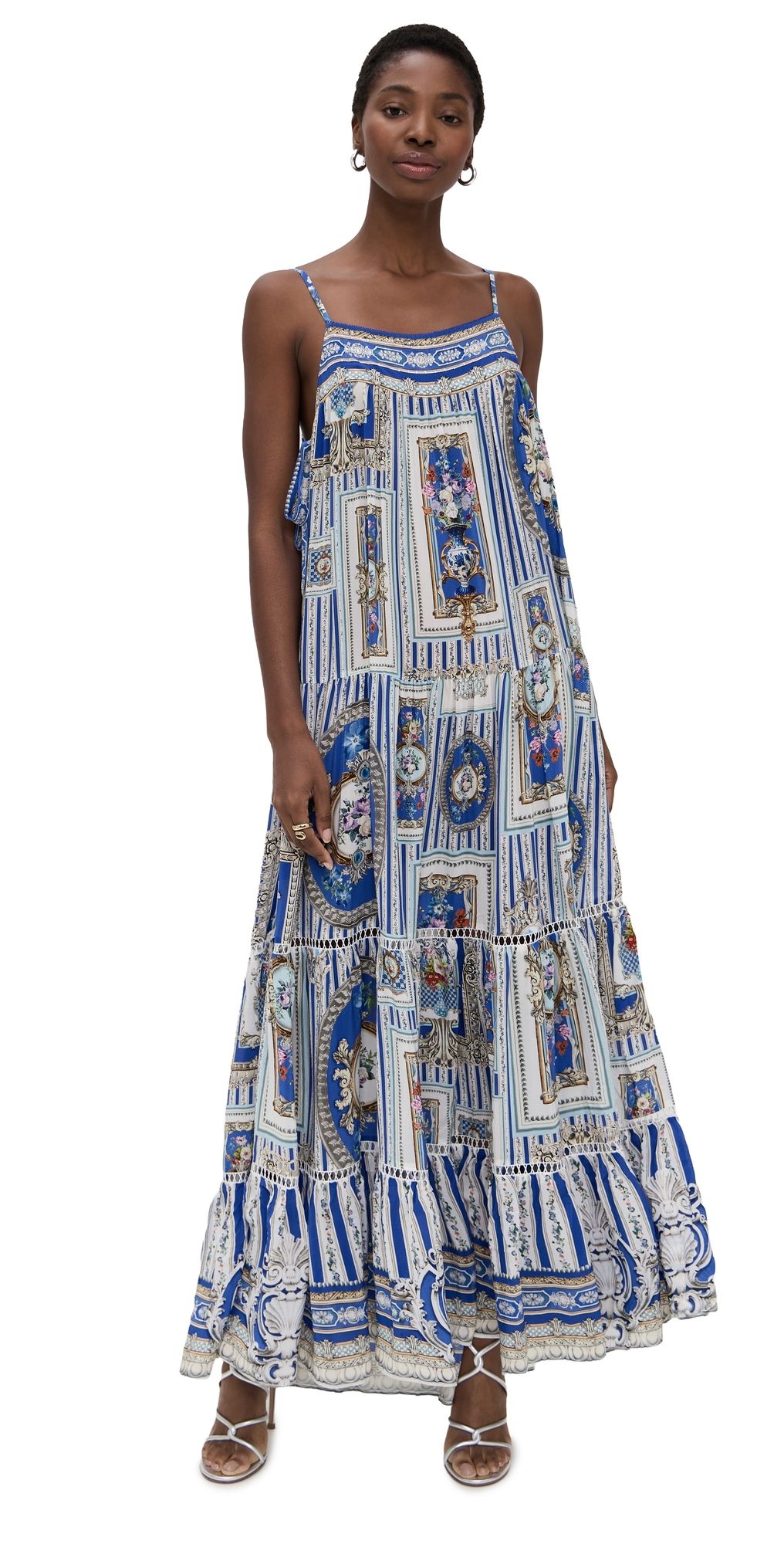 Camilla Long Tiered Dress with Bow Ties Ottoman Opulence XS/S