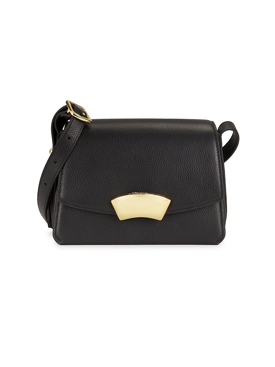 Women's Grainy ID Leather Shoulder Bag - Black