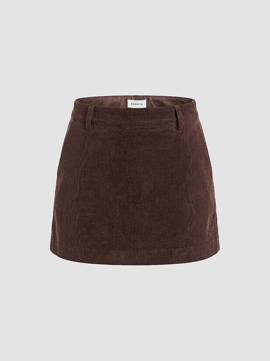 SEROYA Women's Valkiria Corduroy Skort - Espresso - Size XL