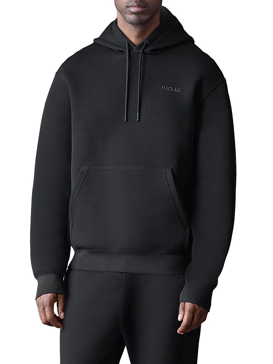 Men's Kolton Double-Face Jersey Logo Hoodie - Black - Size Medium