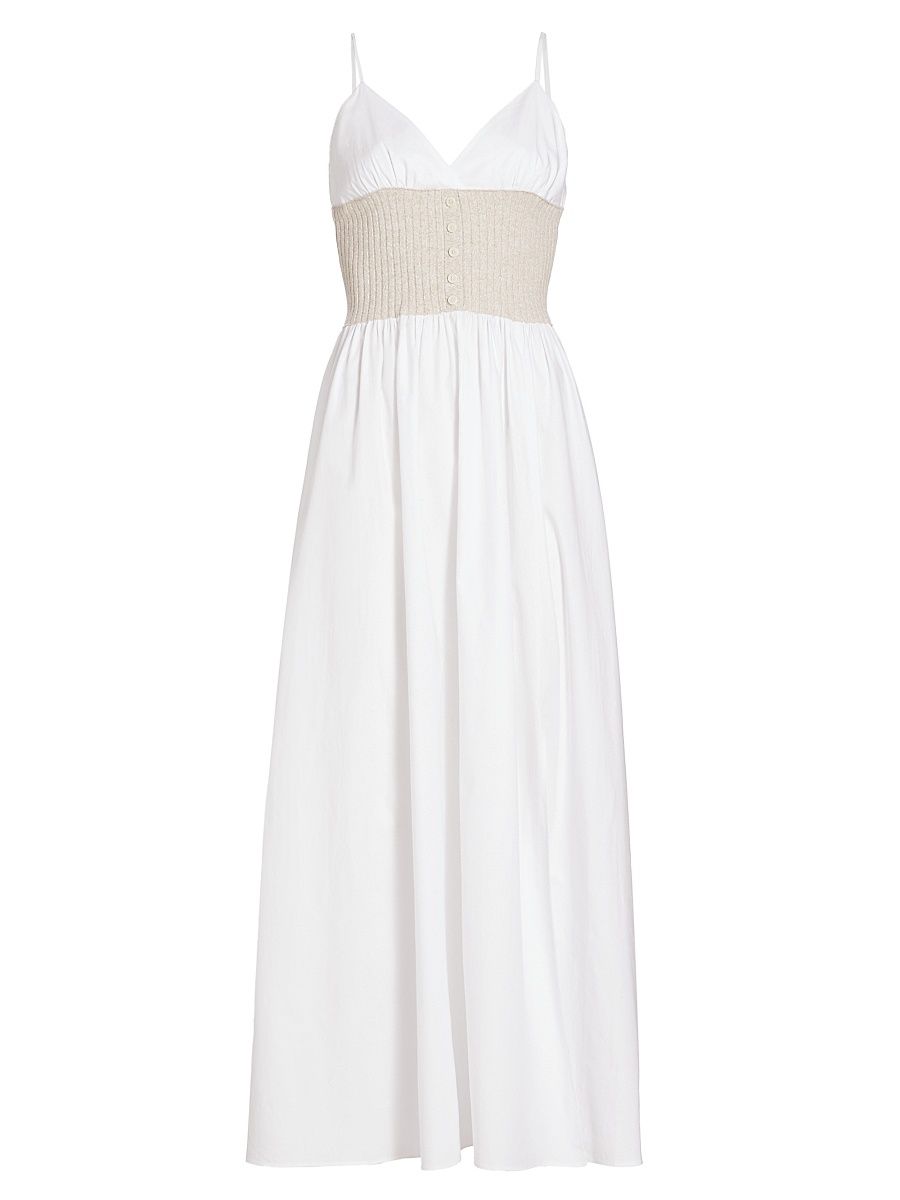 Women's Hybrid Cotton Maxi Dress - Beige Combo - Size Small
